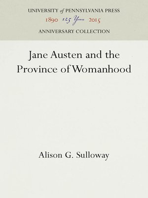 cover image of Jane Austen and the Province of Womanhood